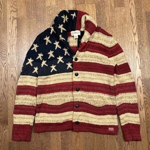 Ralph Lauren Denim & Supply USA Flag Heavyweight Shawl Cardigan Sweater Womens M